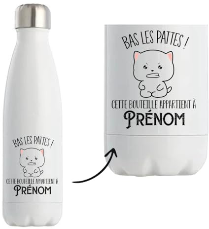 Bouteille Gourde Isotherme Prénom personnalisable bas les pattes | idée cadeau personnalisé drôle et original