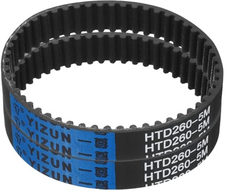 sourcing map 2pcs HTD-5M Rubber Timing Belt 52 Teeth, 260mm Pitch Length x 15mm Width x 3.6mm Height, Closed Loop Pulley Timing Belt