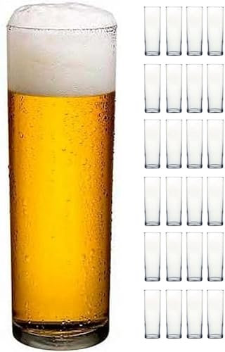Genérico 24 Vasos de Tubo - Envio 24h - Pack de Vasos de Tubo para Cerveza, Cocktails, Agua y Bebidas, Ligeros y Resistentes (Transparente)