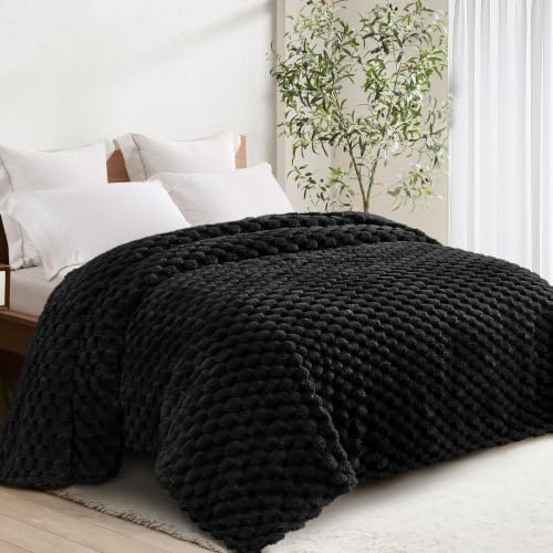 Whale Flotilla Kuscheldecke Flauschige 3D Jacquard Decke 220X240 cm | Exquisite, Leichte, Weiche Sofadecke Tagesdecke, Warme Wohndecke für Ganzjahreszeiten, Schwarz