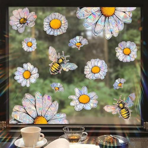 WandSticker4U®- Vintage Fensterbilder Kinder BIENEN & GÄNSEBLÜMCHEN I Fensteraufkleber Fenstersticker Frühling selbstklebend Fensterdeko Tiere Kinderzimmer Mädchen & Junge wiederverwendbar