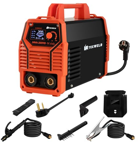 TECWELD 200A Pro Schweißgerät, 110V/220V Dual Voltage 2 in 1 ARC/Lift WIG Schweißgerät mit Synergic Control, IGBT Inverter Stick Welder mit großem LED-Display, Hot Start, VRD, Lichtbogenkraft und