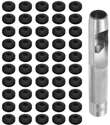 QUARKZMAN Kit d'Outils pour Œillets 51 Pièces, Ensemble d'Œillets 12 mm Pinces à Œillets Œillets en Plastique Rondelles à Œillets en Plastique Antirouille pour Bâche de Camion, Noir