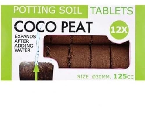 Lot de 12 Pastilles de Terreau Compressé en Fibre de Coco - Diam 3cm - Gonfle jusqu'a 125cm Cube - Fleur Jardin - 452