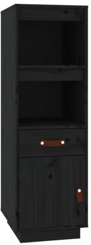 HEFZGDB Highboard Schwarz 34x40x108,5 cm Massivholz Kiefer Küchenbuffet Barschrank Apothekerschrank Küche Vitrinenschrank Wohnzimmer für Speisesaal Wohnstube Dessert Shop Küche