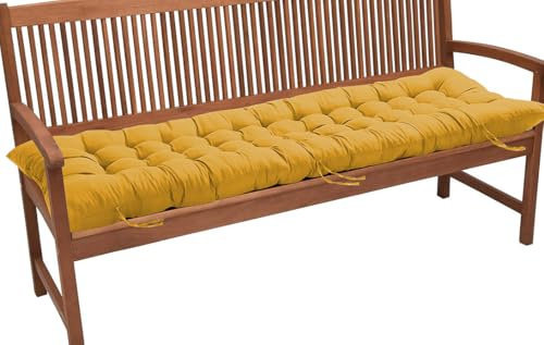 Coussin de banc de jardin épais 2/3 places en coton - 8 cm - Pour extérieur/intérieur/balancelle/terrasse/maison (110 x 40 cm, jaune)
