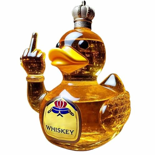 Whiskykaraffe, lustige Entenflasche mit Mittelfinger, 284 ml Glasweinflasche mit Entenstatue, Weinkaraffe, Dekoration for Bar, Zuhause. (D)(B)