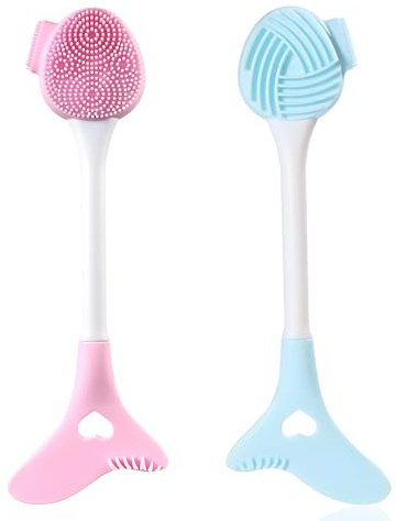 2 in 1 Silicone Face Scrubber & Face Mask Brush, 2 PCS Soft Facial Cleansing Brush for Exfoliating, Massaging, Remove Blackheads, Makeup Remover, Facial Applicator for Mud, Body Lotion, DIY Mask