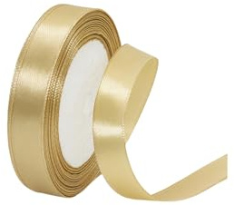 15mm Champagne Gold Satin Ribbon 22M ，Fabric Hair String Ribbon for Craft, Flower Bouquets, Gift Wrapping, Wedding, Bow Making and Valentines Christmas Decoration (Champagne Gold, 1.5CM)