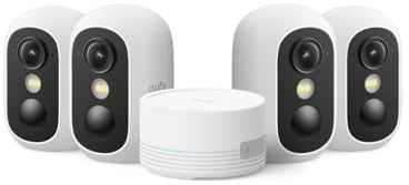 eufy Security Camera outdoor wirelss, eufyCam C35 4 Pack with HomeBase Mini,home Security Camera,Magnetic Mount, Colour Night Vision, Subscription-Free On-Device Storage, IP67, Facial Recognition