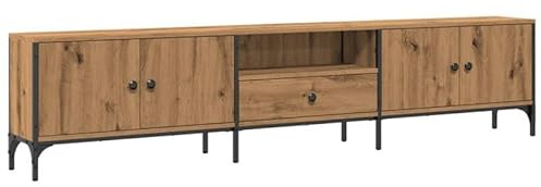 Eleganz TV-Schrank Artisan-Eiche 200x25x44 cm mit Schublade - Moderner Lautsprecher Unterschrank aus Holzwerkstoff & Metall - Stilvolles Möbelstück für Wohnzimmer, Schlafzimmer