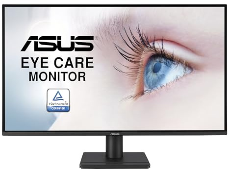 ASUS VA27AQ - Monitor Eye Care de 27 Pulgadas, IPS, QHD, 99% sRGB, sin Marco, HDMI, DisplayPort, VGA, 1 ms MPRT, Altavoces estéreo, luz Azul Reducida, antiparpadeo, montable en Pared