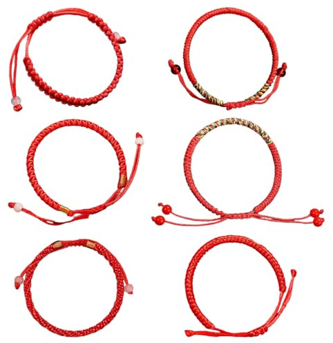 COYUN 6 Piezas Pulseras tibetanas y regalo budista, Ajustable a tu muñeca, Para hombres y mujeres, Pulseras de amistad de tela trenzada