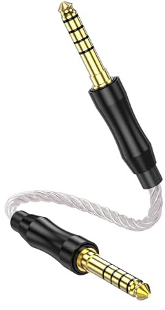 SinLoon Cavo audio bilanciato da 4,4 mm, collegamento bilanciato HiFi da 15 cm, rame senza ossigeno intrecciato, spina dorata (bianco) (da 4,4 mm a 4,4 mm)