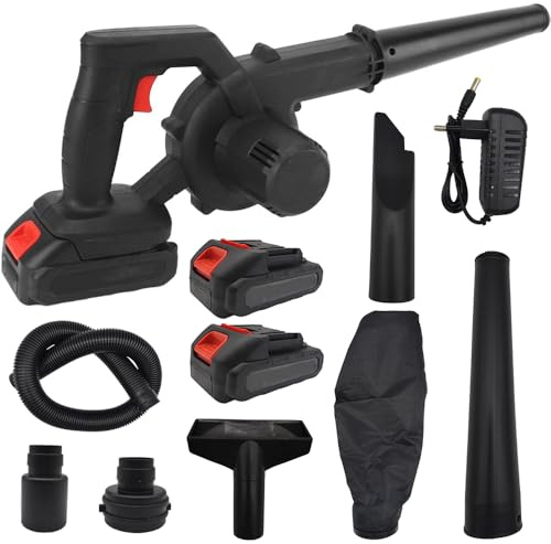 Soffiatore Aspiratore 2 in 1 48V Senza Fili con Doppia Batteria, Elettrico Potente e Leggero per Giardino, Terrazza e Garage