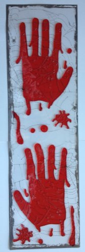Set of Bloody Gel Handprints Self Stick Window Halloween Decor