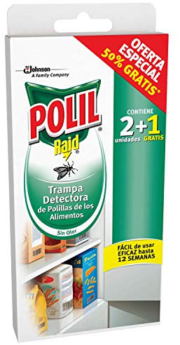 Polil® Trampa Detectora de polillas de los alimentos, Sin olor, Facil de usar eficaz hasta 12 semanas, contiene 2+1 trampas
