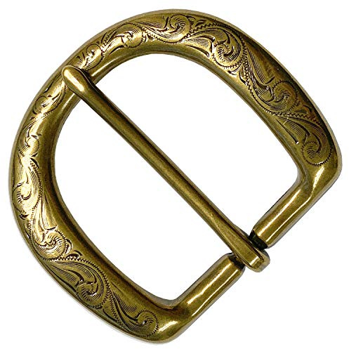 P3984 Antique Gold Western Floral Engraved Belt Buckle Fits 1.5(38mm) Wide Strap