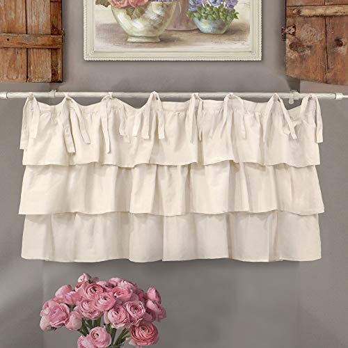 Mantovana Shabby Chic con Balze Etoile Basic Collection 140 x 60 cm Colore Avorio Chiaro