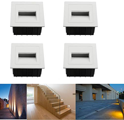 SUBOSI LED Treppenlicht Aluminium 230V 3W Glas Wandleuchten Treppenlicht mit Unterputzdose Treppenlicht Wandleuchte IP65 wasserdicht Kaltweiß,4 Stück