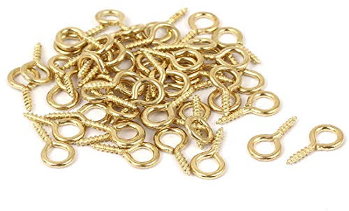 FIYA New Lon0167 Jewelry Garden Featured Vine Wire 1.7mm reliable efficacy Thread Dia Eyelet Screw Eye Hook Gold Tone 50pcs(id:b56 db 45 d41)