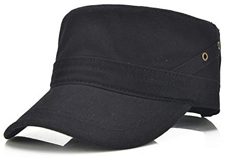CHENGZI Unisex Army Hut Cadet Cap Twill Flat Top Cap Fashion Adjustable Baseball Hat, Schwarz , One size