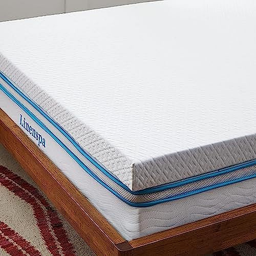 Linenspa Matratzen Topper 180 x 200 cm, 10cm hoch – Matratzenauflage mit Gel Memory Foam und waschbarem Bezug mit Reißverschluss – Öko-Tex, Weiß