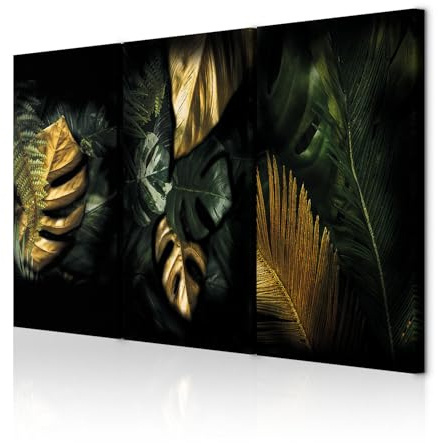 decomonkey Akustikbild Premium Monstera 135x90 cm 3 Teilig Kunst Akustikpaneele Akustikdämmung Schallschlucker Schallabsorber Schalldämmung Akustikplatten Wandbild Schallschutz Pflanzen Modern