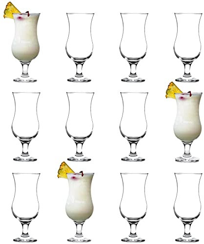 12x Fiesta 460ml Copas de Piña Colada - Estilo Huracán Poco Grande Cóctel Fiesta Vasos para Beber - by LAV