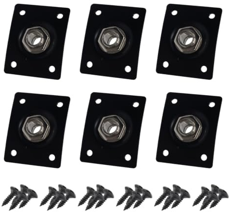 Cheerock 6pcs Square Guitar Input Jack, Black Guitar Output Jack Plate, Bass Guitar Jack Socket, Electric Guitar Parts Accessories