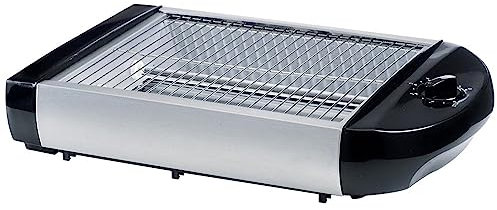 EPIQ 80001213 Flach-Toaster, Tisch-Röster, Edelstahl-Design, Sandwiches, Baguette, 600 Watt Leistung, Rücklauf-Timer, Krümelschublade, schwarz-silber