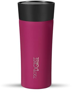 720°DGREE Thermobecher 350ml “PleasureToGo 2.0” - 3 Größen, 5h Heiß, 10h Kalt, Auslaufsicher, BPA-Frei, Hygienisch, 360° Trinköffnung - Travel Mug, Thermo Becher To Go: Schlank, Edel - Rot