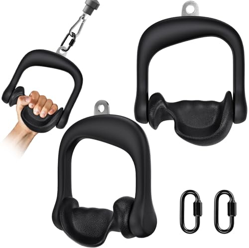Kipika Lot de 2 poignées ergonomiques en D pour salle de sport à domicile – S'adapte parfaitement à votre main – Compatible avec les machines à câble – Rotation à 360° – 2 boucles à connexion rapide –