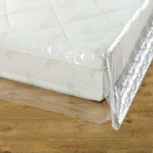 BSSPOKE Housse de matelas robuste de calibre 400 pour déménagement – Sacs pour matelas double pour le rangement – Facile à installer, résistant aux déchirures et imperméable pour une protection ultime