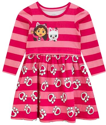 DREAMWORKS GABBY'S DOLLHOUSE Girls Dress | Long Sleeve Girls' Dresses | Pink | 5-6 Years