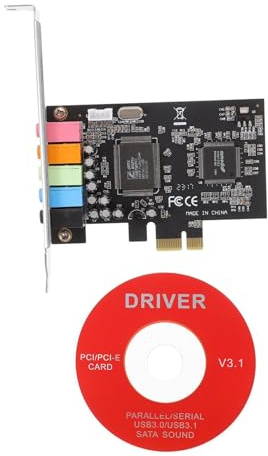 Pcie to 5.1 Sound Card Metal with Low Profile Bracket 5 Interfaces | 3d Audio, 4 Channel Output, Linear Input and Mic Ports, Win2000 Xp Vista Win7 Compatible Random Color