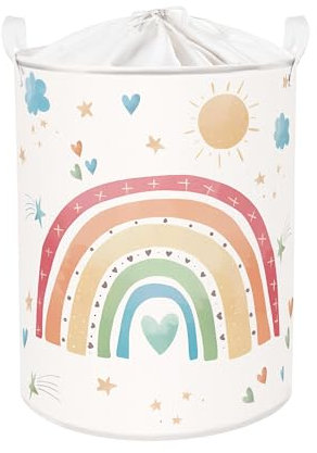 Clastyle Ceste Biancheria Bambini Arcobaleno Cestino Giocattoli Vestiti Impermeabile per Ragazza Cestino Portaoggetti per Bagno Cameretta Bucato, Nuvola, 40 * 50 cm