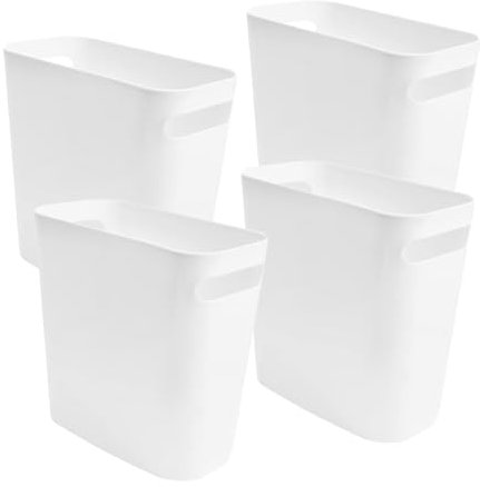 MSYU White Trash Can with Handle,4 Pack 5.7 liter Small Trash Bin,Slim Garbage Can,1.5 Gallon Waste Basket for Office, Kitchen, Livingroom, Bathroom, Bedroom