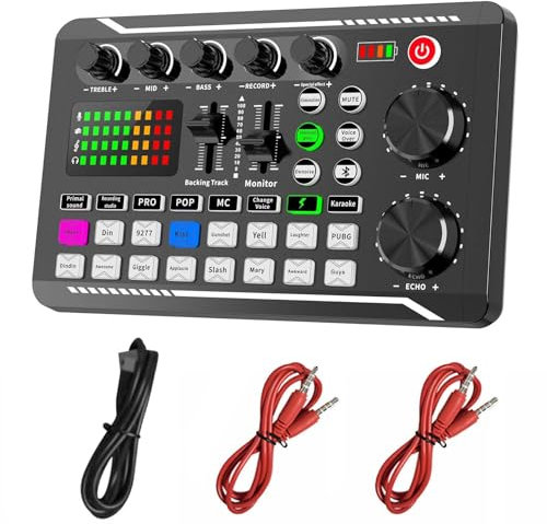 Sound Mixer - Sound Board | Mixer Music | Audio Interface Streaming Live Sound Card Mic Game P | Rgb Pc Audio Interface Volume Fader | Customized Sound for Singing Podcast Recording Streaming