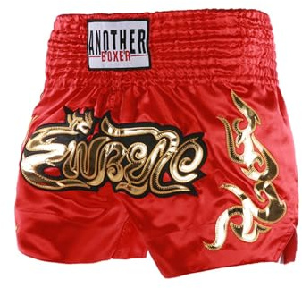 Fldy - Pantalones cortos para niños, jóvenes, MMA, boxeo, Muay Thai, lucha, kickboxing, BJJ, artes marciales, pantalones cortos, entrenamiento en jaula, pantalones de entrenamiento, rojo, 128-152