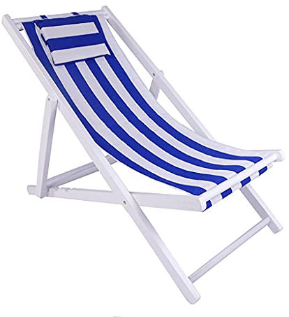 Generisch Gartenliegestuhl, Strandstuhl, zusammenklappbarer Freizeit-Nickerchenstuhl für den Außenbereich, Liegestuhl aus Holz, bequemer Sling-Stuhl, Verstellbarer Strand-/Terrassenstuhl mit