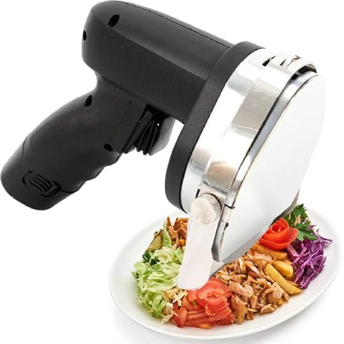Outil de découpe gyroscopique sans fil, trancheuse de shawarma 60 kg/h, couteau électrique pour kebab, coupe-viande gyro avec alimentation rechargeable 12V et chargeur, épaisseur max. 8 mm