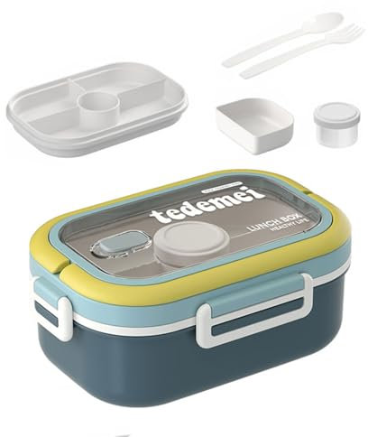 Electri-HQ 1930ml Lunch Box ，Ultimo design，Porta Pranzo，Bento Box Adatto al Microonde e Alla Lavastoviglie，Porta Pranzo Riscaldabile，Schiscetta Pranzo per Bambini, Scuola, Ufficio e Viaggio (Blu)