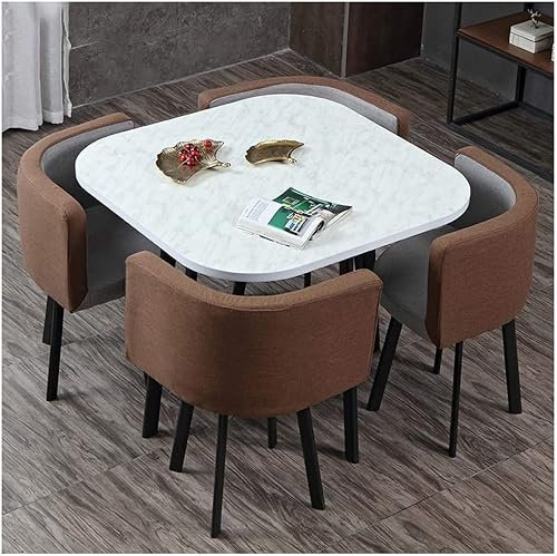 JDJXYNSRT Moderner Konferenztisch, Business-Couchtisch, Esstisch und Stühle, Set mit 4 Stühlen, Kleiner rechteckiger Holztisch, Moderne Wohnküche, Wohnzimmermöbel, Kombination aus Stoffsitz (Farbe