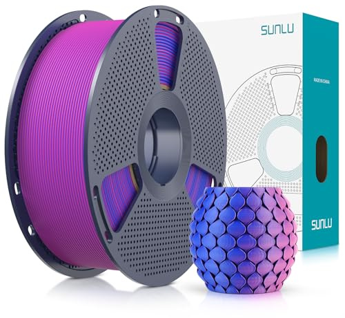 SUNLU Zweifarbiges Matte PLA Filament 1.75mm, Matte 3D Drucker Filament PLA mit 2 Farben Gradient, Maßhaltigkeit +/- 0.02mm, PLA Filament 1kg Spule (Blau Rot​​)
