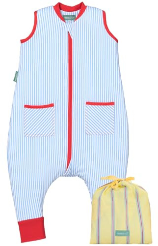 molis&co. Sacco Nanna con piedini - Sacco nanna primaverile e autunno - Sacco nanna 1 tog - Leggermente Imbotito - 100% Cotone (Oeko-TEX 100) - Sailor Blue (1 anno)