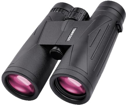 Textiluxe 12x42 Primaticos potentes,Binoculars for Adults,Prismas BAK-4 y Lentes FMC,HD, Profesionales, Impermeables, para observación de Aves, Caza, Viajes y Actividades al Aire Libre (Negro)