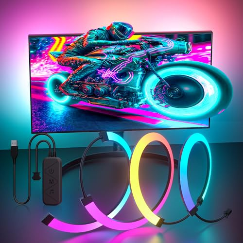 MIWATT Luce per monitor da gioco, retroilluminazione con effetto di sincronizzazione del colore dello schermo, per monitor da 24 a 27 pollici, compatibile con Windows