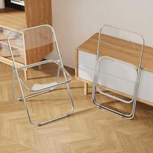 XUEGW 2er-Set Acryl-Faltstühle, zusammenklappbare Kunststoff-Tragestühle, einfach zu verwendende und zu lagernde Stühle