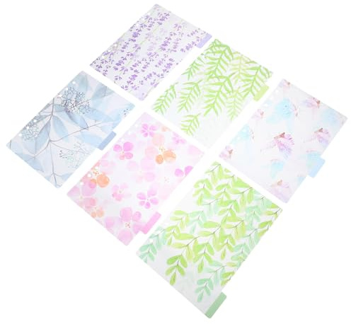 Zerodeko Separadores de Carpeta Perforados Pp, Divisores de Índice A5 Tamaño Estándar, 6 Hojas Diseño Hoja Estilo Bosque para Bloc de Notas y Agendas, Uso Escolar y Oficina